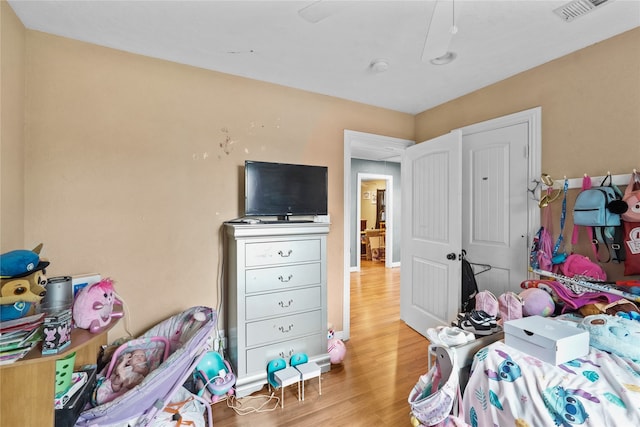 bedroom featuring light hardwood / wood-style flooring