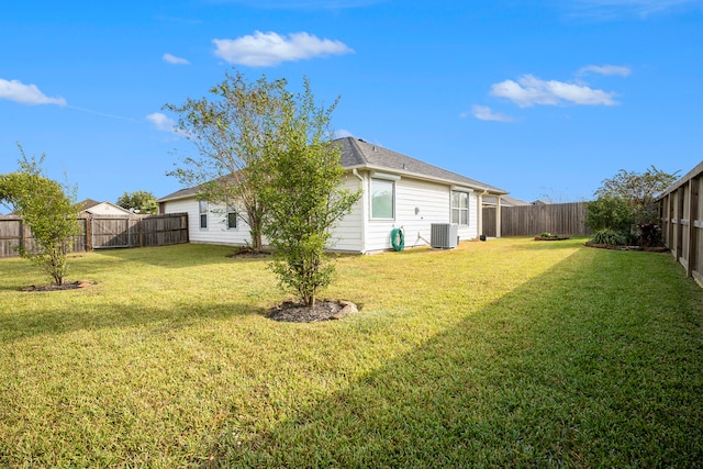 view of yard with a fenced backyard