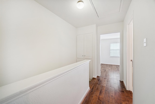 hall featuring dark wood-type flooring