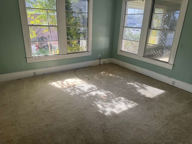 unfurnished room featuring carpet flooring and a wealth of natural light