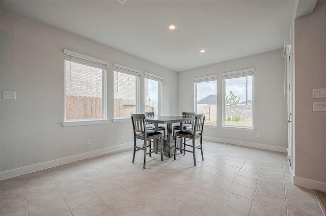 view of tiled dining room