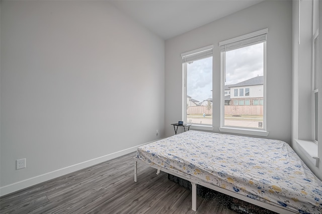 bedroom with hardwood / wood-style floors