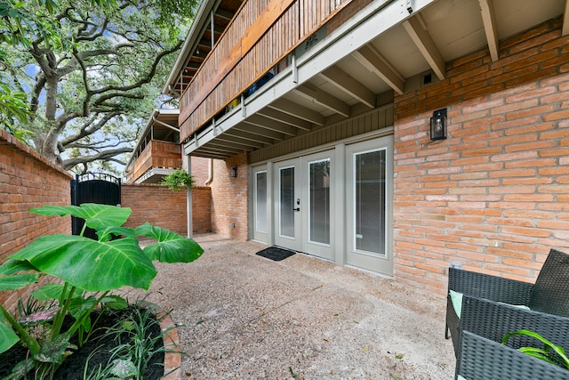 view of patio featuring french doors