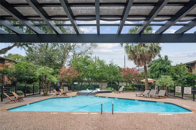 view of swimming pool featuring a patio