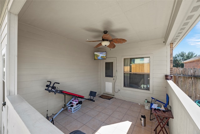 view of patio / terrace featuring ceiling fan