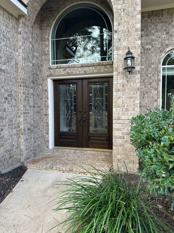 doorway to property featuring french doors