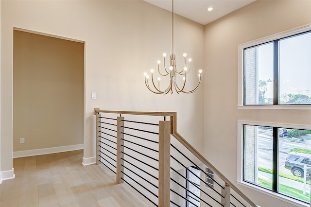 interior space with a chandelier