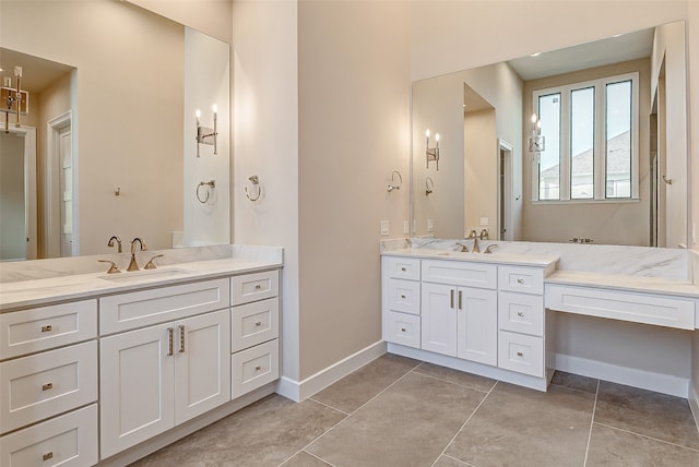 bathroom featuring vanity and tile patterned flooring