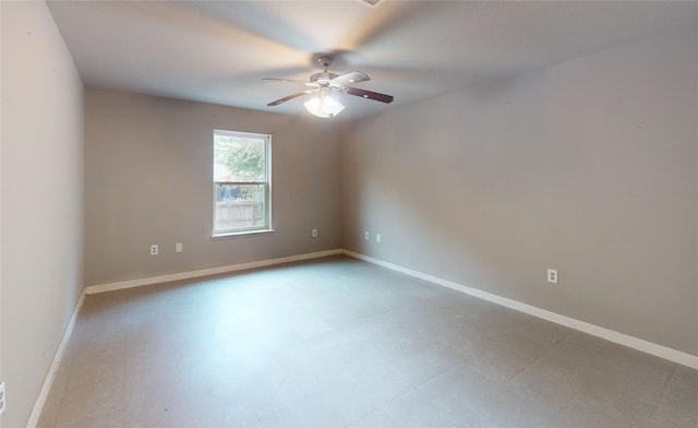 spare room featuring ceiling fan