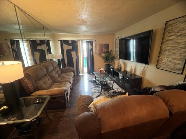 2830 S Bartell Dr Unit 39, Houston, TX 77054 - living area featuring a textured ceiling, wood finished floors, and plenty of natural light