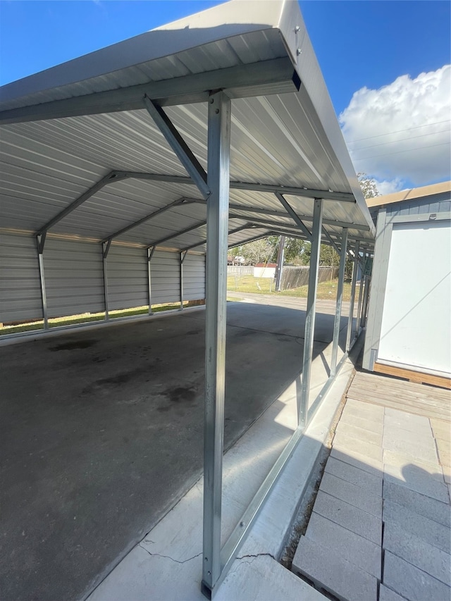 garage with a carport