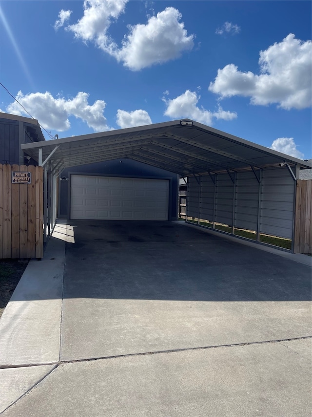 garage with a carport