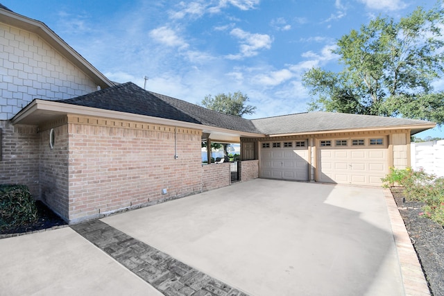 exterior space featuring a garage