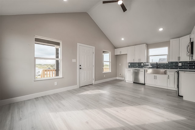 kitchen featuring light hardwood / wood-style floors, sink, a healthy amount of sunlight, and stainless steel appliances