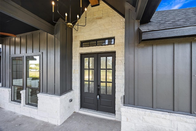 entrance to property featuring french doors