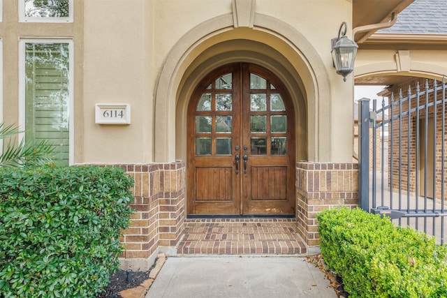 view of exterior entry with french doors