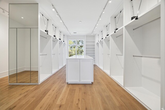 spacious closet featuring light hardwood / wood-style flooring