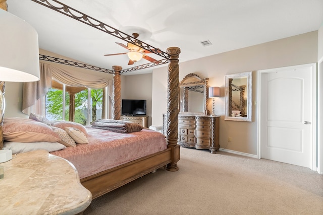 bedroom with carpet floors and ceiling fan