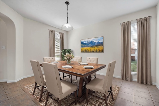 view of tiled dining area