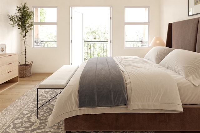 bedroom with light wood-type flooring