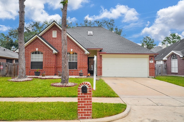 front of property with a garage and a front yard