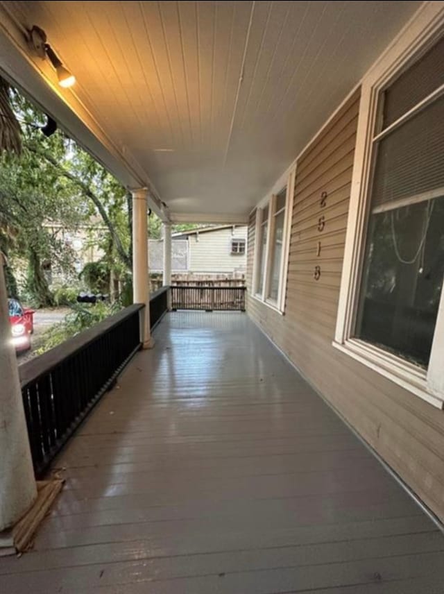 wooden deck with covered porch