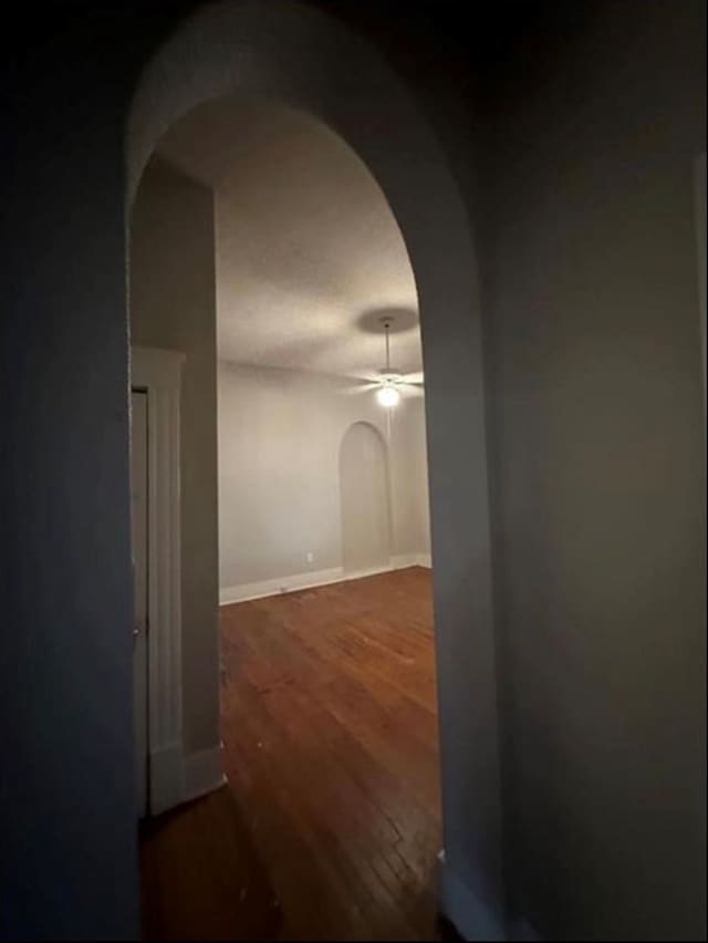 corridor with dark hardwood / wood-style floors