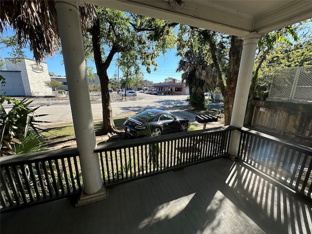 deck featuring covered porch