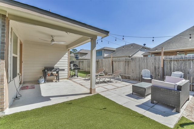 view of patio / terrace featuring grilling area and ceiling fan