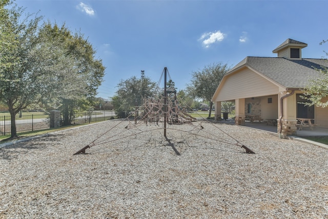 view of yard with a playground