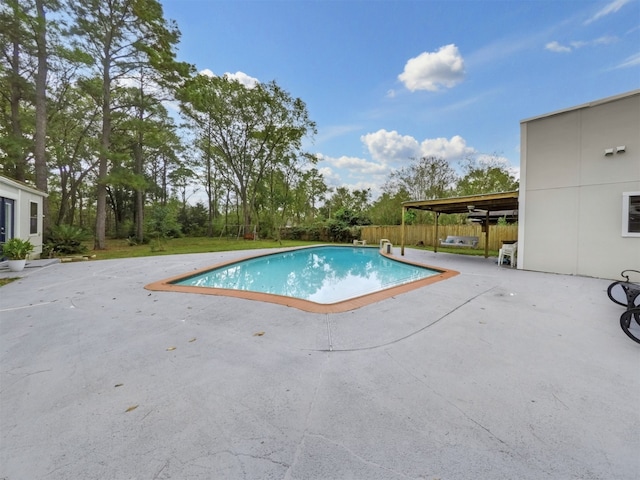 view of swimming pool with a patio