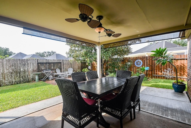 view of patio / terrace with ceiling fan