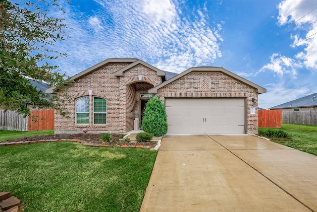 ranch-style house with a front lawn and a garage