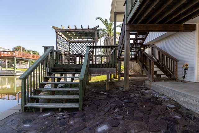 wooden deck with a pergola