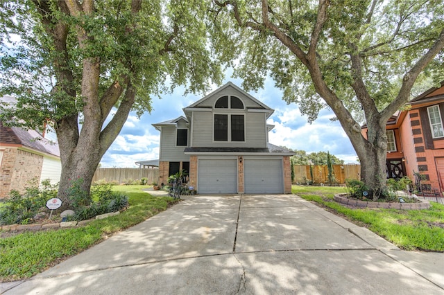 front facade with a garage