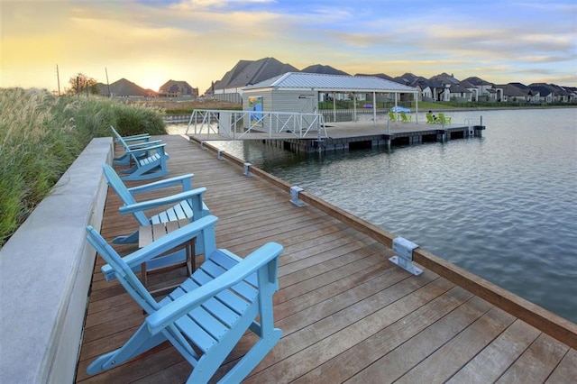 dock area featuring a water view