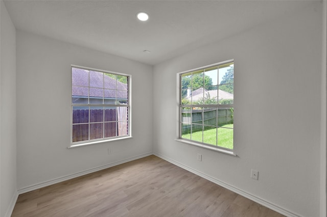 unfurnished room with light hardwood / wood-style flooring and a healthy amount of sunlight