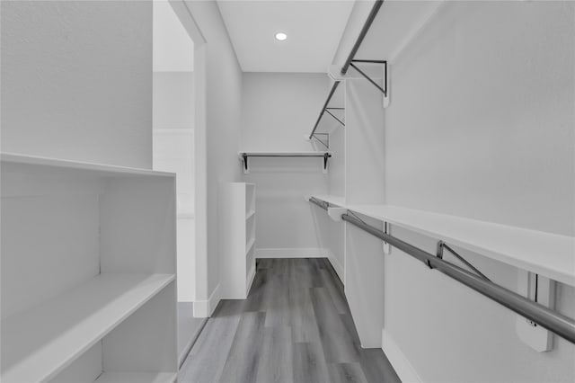 spacious closet featuring light hardwood / wood-style flooring