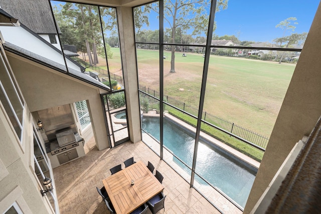 view of unfurnished sunroom