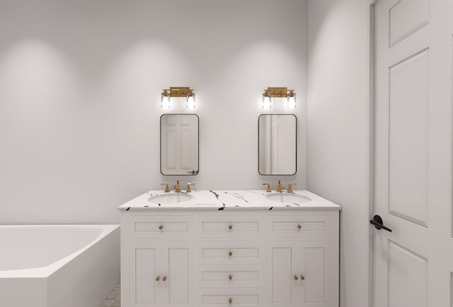 bathroom featuring vanity and a bathing tub