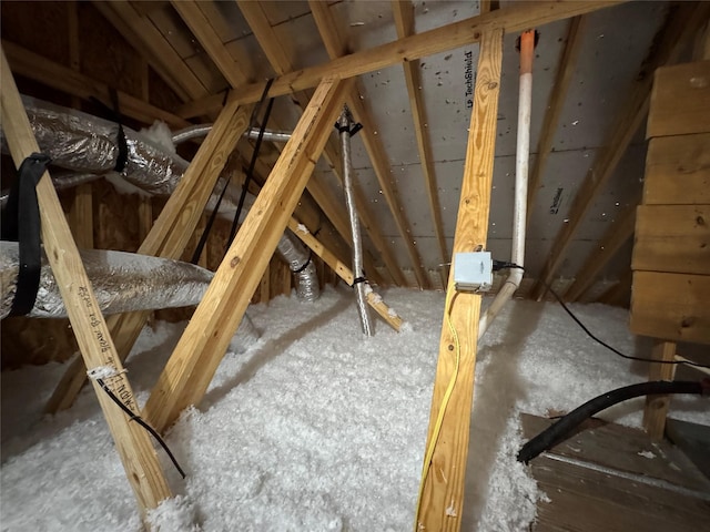 view of unfinished attic