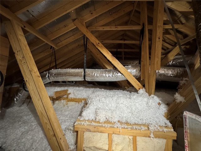 view of unfinished attic