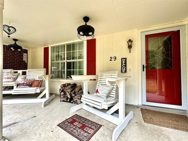 doorway to property with a porch