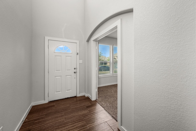 foyer entrance with dark wood-type flooring