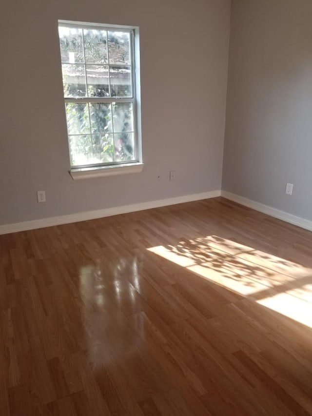 unfurnished room with hardwood / wood-style floors and a healthy amount of sunlight