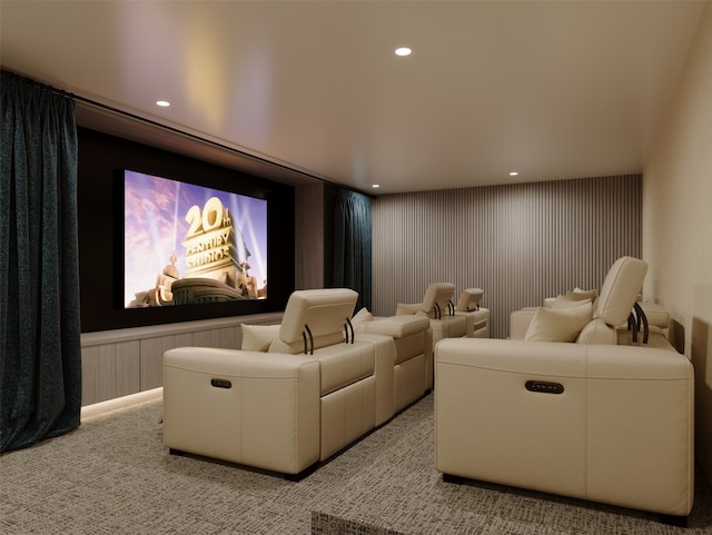 view of carpeted home theater