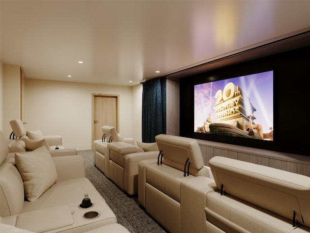 cinema room with carpet floors