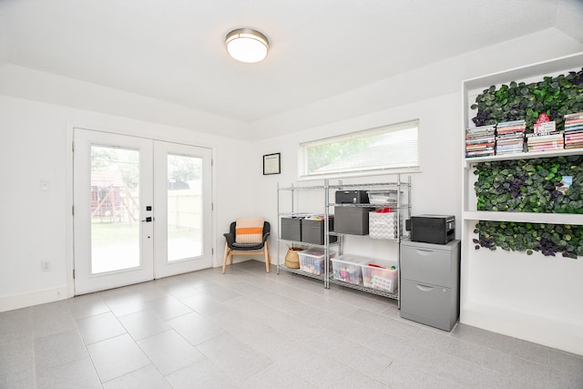 interior space with french doors and a healthy amount of sunlight