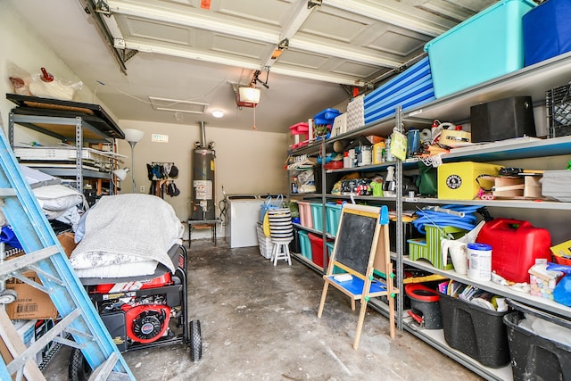 storage area with water heater