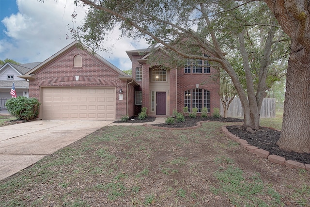 front of property with a garage